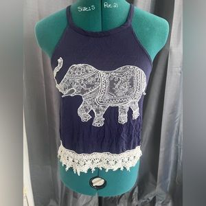 Lace Embroidered Elephant Tank Top